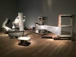 Robert Rauschenberg. Oracle, 1962-5. Five-part found-metal assemblage with five concealed radios: ventilation duct, automobile door on typewriter table, with crushed metal; ventilation duct in washtub and water, with wire basket; constructed staircase control unit housing batteries and alect
236 x 450 x 400 cm. Musée national d’art modern, Centre George Pompidou. Photograph: Martin Kennedy.