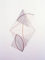 Dorothea Rockburne. Parallelogram/2 Small Squares, 3rd Study, 1977. Vellum, colored pencil, varnish, and glue mounted on ragboard. 43 × 33″ (109.2 × 83.8 cm). Collection the artist. © 2013 Dorothea Rockburne / Artists Rights Society (ARS), New York.