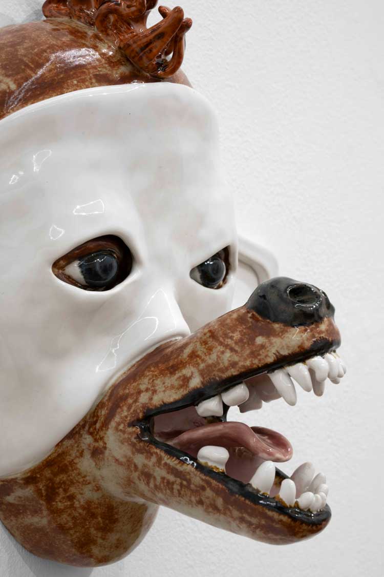 Holly Stevenson, I shall wear her face instead of mine this evening, 2025. Exhibition image from A Hyena Wore My Face Last Night at C+N Gallery Canepaneri, Milan. Photo: Mattia Mognetti.