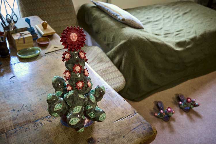 Holly Stevenson, Tracing The Irretraceable, The Freud Museum, 2025. Installation view of Anna Freud’s room with Eye Feel The Sun, 2024. Photo: Charlie Gray.