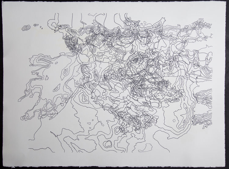 Elaine Shemilt, Mapping South Georgia, 2011. Etching, 86.5 × 65 cm. Image courtesy and copyright the artist.