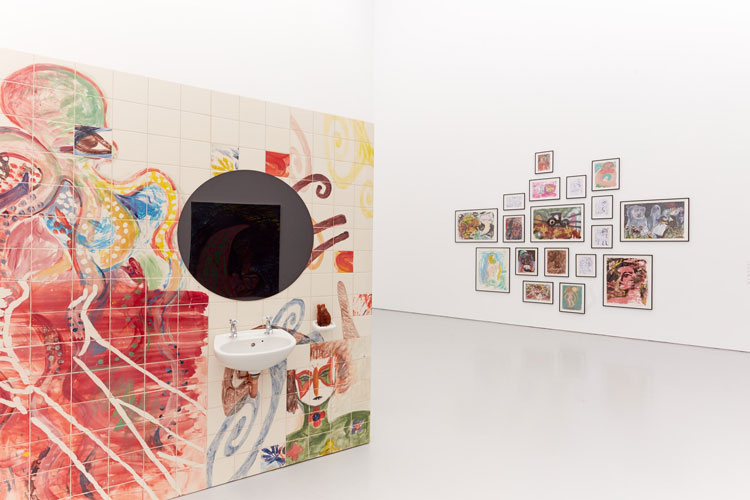 Lucy Stein, Wet Room, 2021. Installation view, Spike Island, Bristol. Courtesy the artist and Galerie Gregor Staiger, Zurich. Photo: Max McClure.
