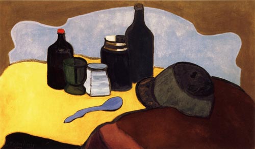 Milton Avery. Still Life with Bottles 1944, oil on canvas, 26 x 44