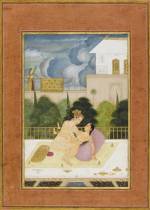 Unknown Artist, <em>The private pleasure of Prince Mohammad Agar son of Aurangzeb by Rashid</em>, c. 1678 to 1698. Miniature painting, body colour including white, pen and ink with gold on paper. Fitzwilliam Museum, Cambridge &copy; Fitzwilliam Museum, University of Cambridge