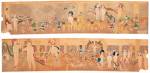 (double-sided). 144 At Jennie Richee. Waiting for the blinding rain to stop./145 At Jennie Richee. Hard pressed
and harassed by the storm. Henry Darger (1892–1973), Chicago, Illinois, 1950–1970. Watercolour, pencil, carbon tracing, and collage on pieced paper, 24 x 107 3/4 in. Collection American Folk Art Museum, New York. Museum purchase with funds generously provided by John and Margaret Robson. © Kiyoko Lerner. Photograph: James Prinz.
