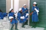 Zohra Bensemra. <em>Law-and-order enforcement officers at the Ain Benian police school in Algiers, on the day of graduation of the new self-defence and close combat squad, January 27, 1999</em>. C-print, 11 x 14 in. (27.9 x 35.6 cm) &copy; Zohra Bensemra. Courtesy of the artist.