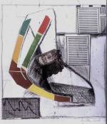 Agathe Sorel. Two Cultures, 1963. Photo gravure, dry point, engraving and brass cut out printed in black, green,
yellow, brown & red vignette, 78 x 60 cm. Courtesy of the artist.