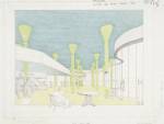 James Stirling and Partner. <em>British Olivetti Headquarters, Milton Keynes: interior perspective</em>, 1970-74. 
Ink, coloured pencil and graphite on paper. James Stirling/Michael Wilford fonds, Collection Centre Canadien d&rsquo;Architecture/Canadian Centre for Architecture, Montr&eacute;al 