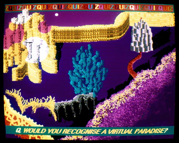 Suzanne Treister, Fictional Videogame Stills / Would You Recognise A Virtual Paradise? 1991-1992. Courtesy the artist, Annely Juda Fine Art, London and P·P·O·W Gallery, New York.