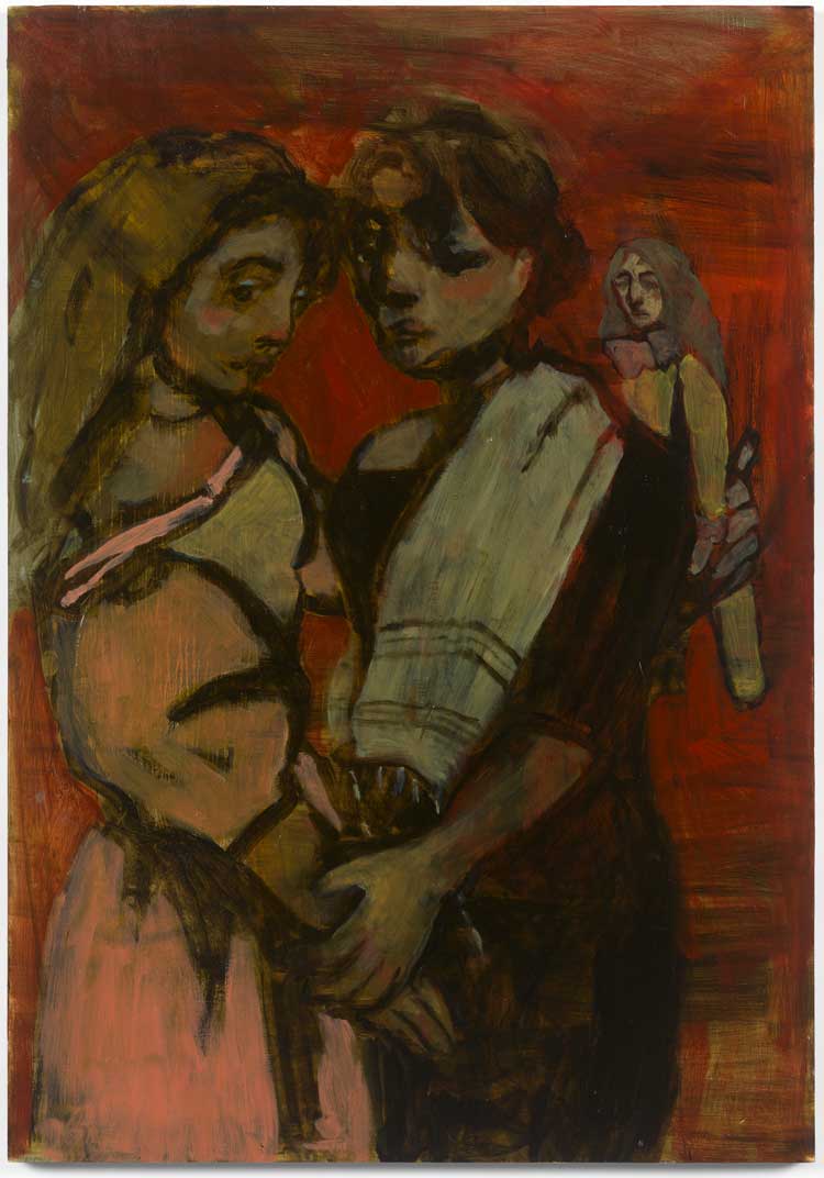 Liorah Tchiprout. He made us and we are his, 2024. Oil on panel, 100 x 70 cm (39 ¼ x 27 ½ in). Courtesy the artist and Pippy Houldsworth Gallery, London. © Liorah Tchiprout 2024. Photo: Todd-White Art Photography.