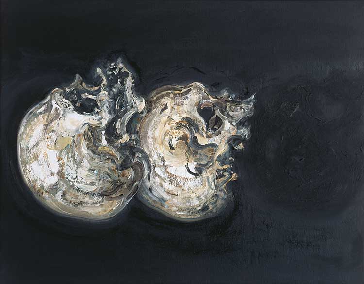 Maggi Hambling, Cuddling Skulls, 1995. Oil on canvas, 40 x 50 cm. © The artist.