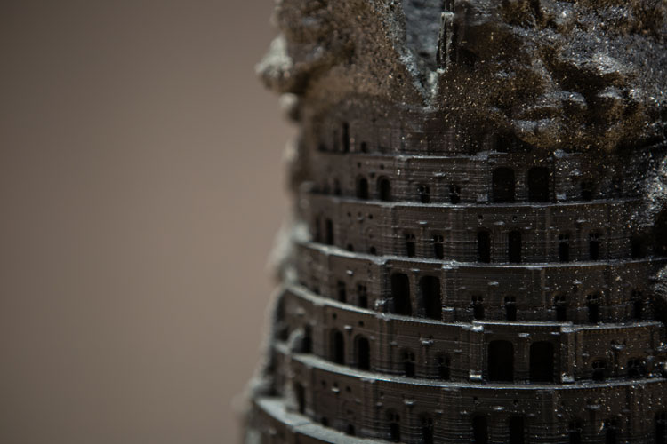Anca Benera and Arnold Estefan, The Delusion of the Commons, 2021 (detail). 3D printed model in PLA. Finished with primer, spray paint and sand. Courtesy of Talbot Rice Gallery, University of Edinburgh. Photo: Sally Jubb.