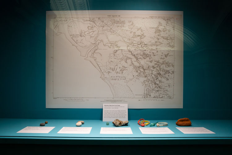 Amy Balkin et al. A People’s Archive of Sinking and Melting, 2012-ongoing. Various acquisition objects, labels, postcards. Courtesy of Talbot Rice Gallery, University of Edinburgh. Photo: Sally Jubb.