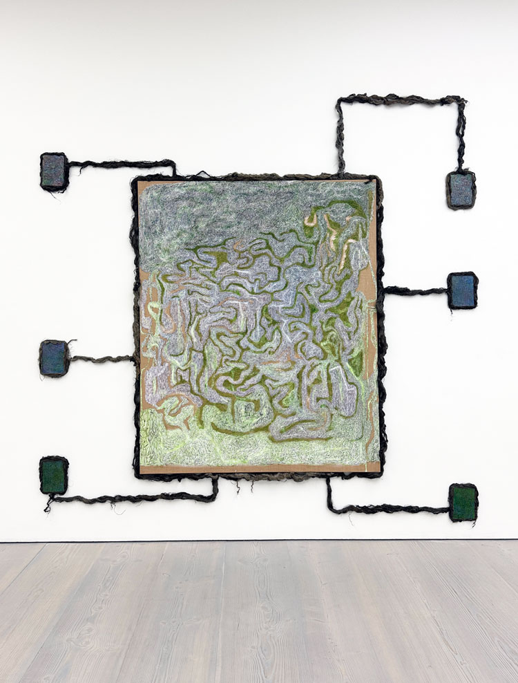 Karolina Albricht, Lofty Branches Would Spread Here and There, 2024. Installation view, Unreal City: Abstract Painting in London, Saatchi Gallery, London, 2024. Photo: Martin Kennedy.