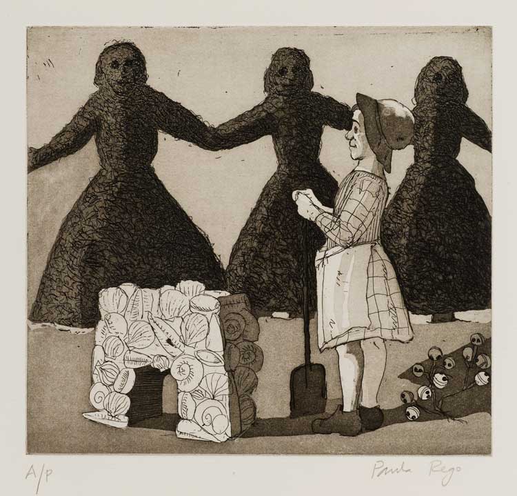 Paula Rego. Mary Mary Quite Contrary II, 1989. Etching and aquatint. © Paula Rego. All rights reserved 2024 / Bridgeman Archives.