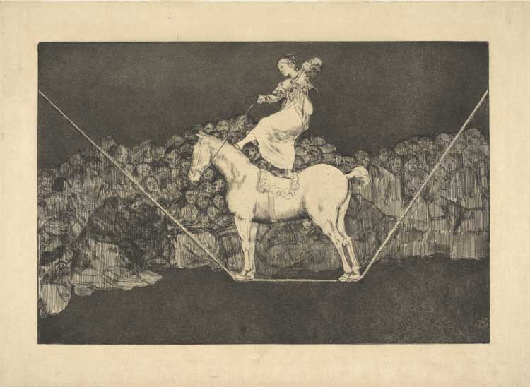 Francisco de Goya, Bailando en una cuerda floja, Disparate punctual, Los Proverbios, print. © The Trustees of the British Museum.