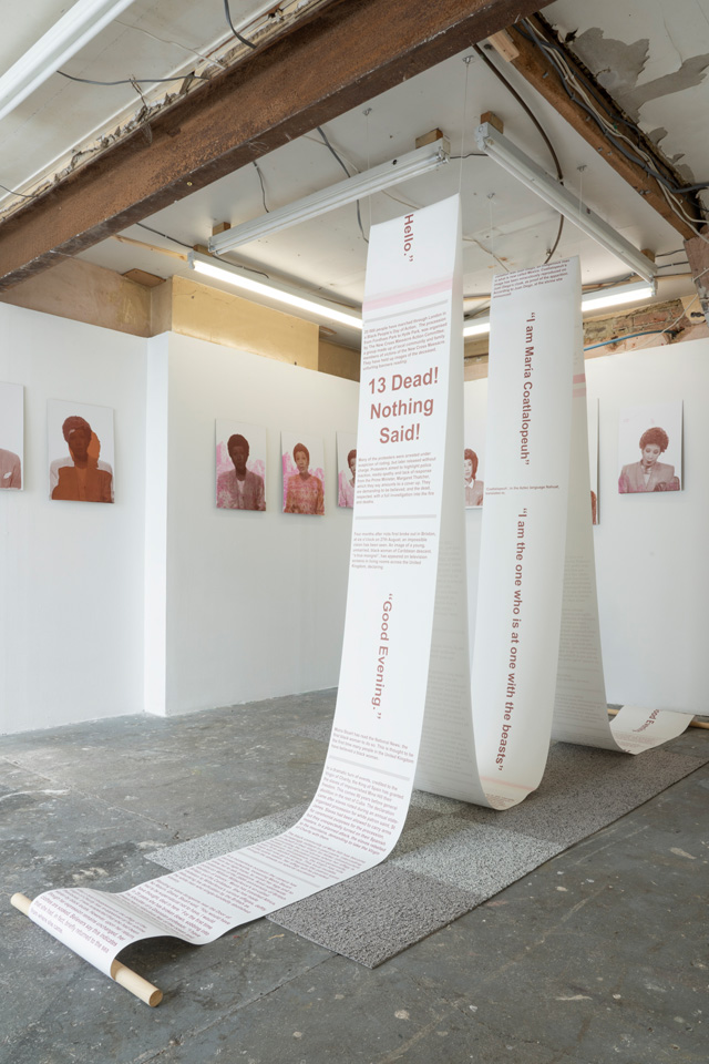 Rosa Johan Uddoh: Studies for Impartiality. Installation view, Jupiter Woods, London 2019.