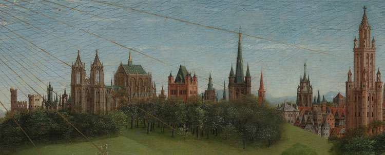 Jan and Hubert van Eyck. The Adoration of the Mystic Lamb, 1432 (detail). Oil on panel. Saint Bavo’s Cathedral, Ghent. © www.lukasweb.be - Art in Flanders vzw.