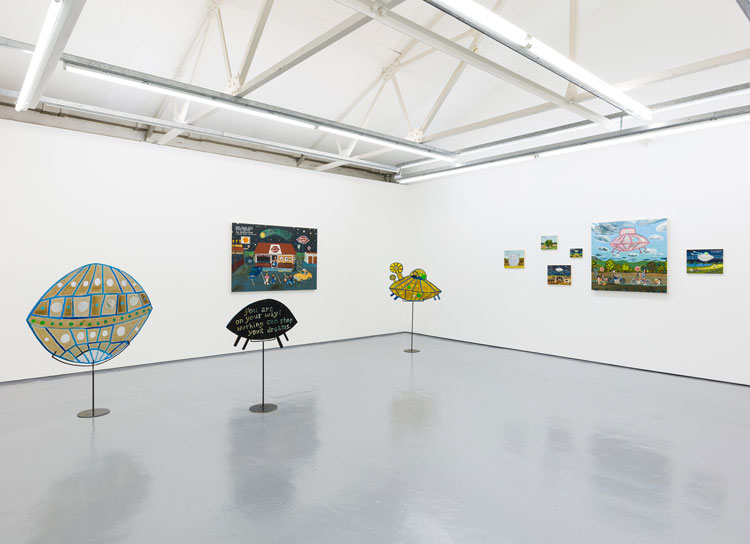 Esther Pearl Watson. MOTHERSHIP, exhibition view, Maureen Paley, London, 2019. © Esther Pearl Watson, courtesy Maureen Paley, London.
