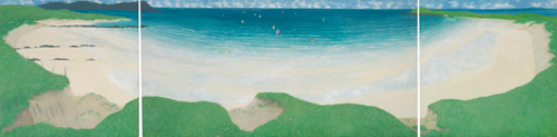 Frances Walker. Surfers Shore, 1989. Triptych, oil on board, 122 cm x 488 cm. From the artist