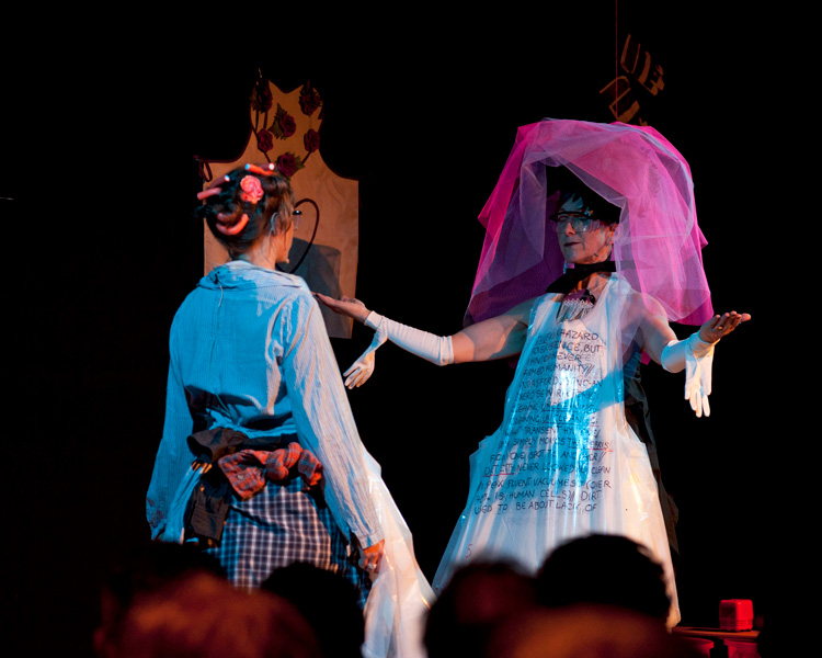 Silvia Ziranek with Isobel Dunhill in Not Undirty, performance, Wellcome Collection, 2011. Photo: Heather Tait.